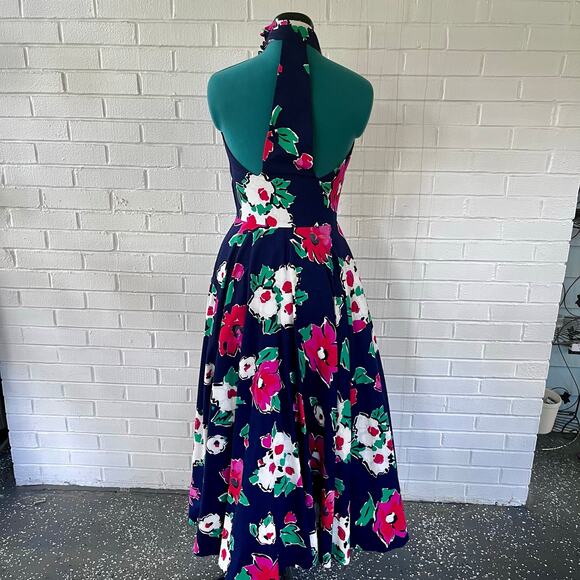 Vintage 80s does 50s AJ Bari floral fit & flare dress - Picture 2 of 5